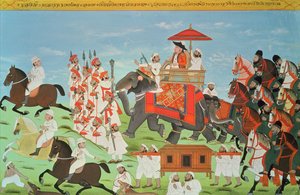 Colonel James Tod Travelling by Elephant Through Rajasthan with His Cavalry and Sepoys